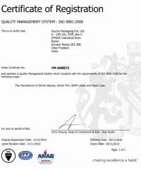 Taurus Packaging Certificate of Registration